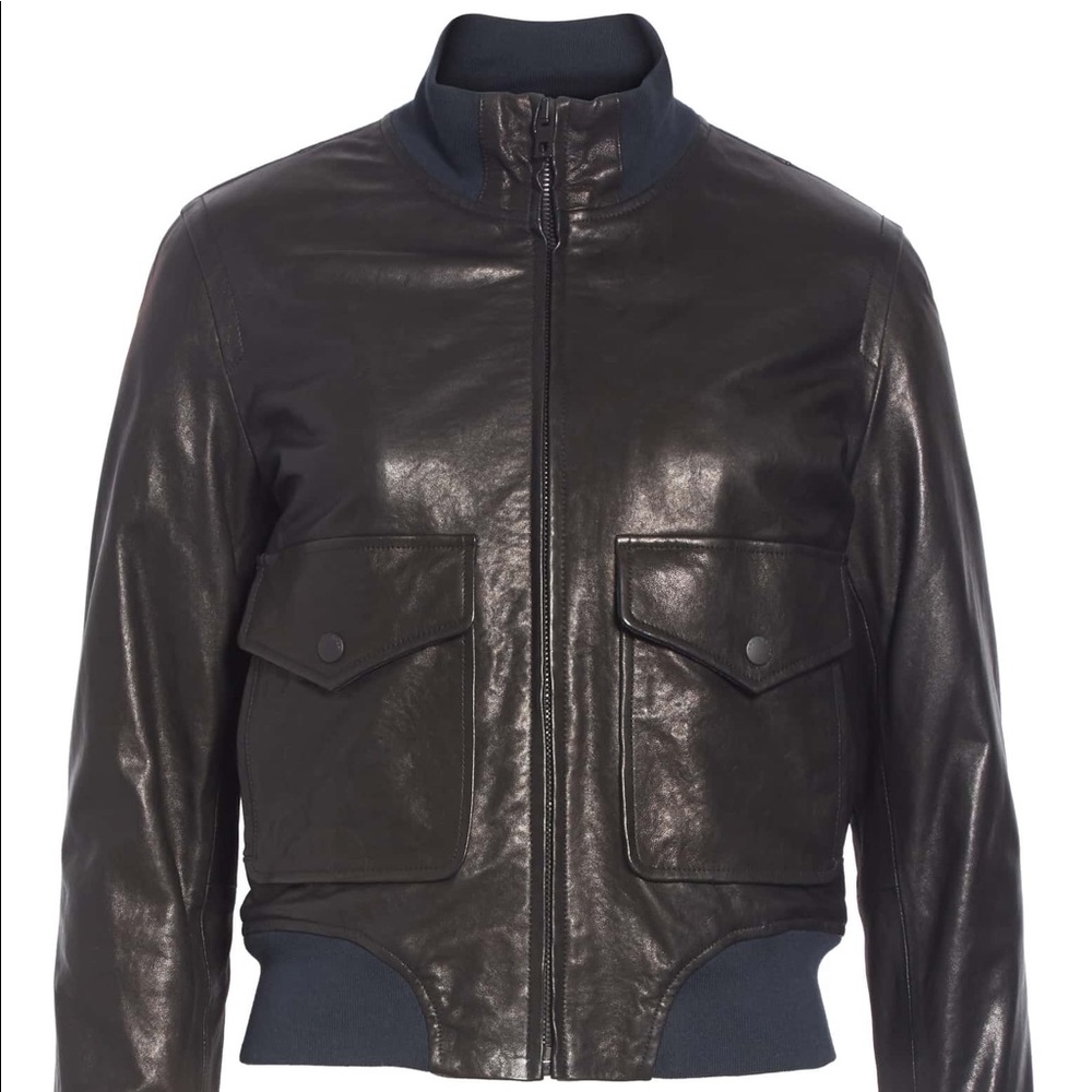 BRAND NWT - Rag & Bone black leather bomber
